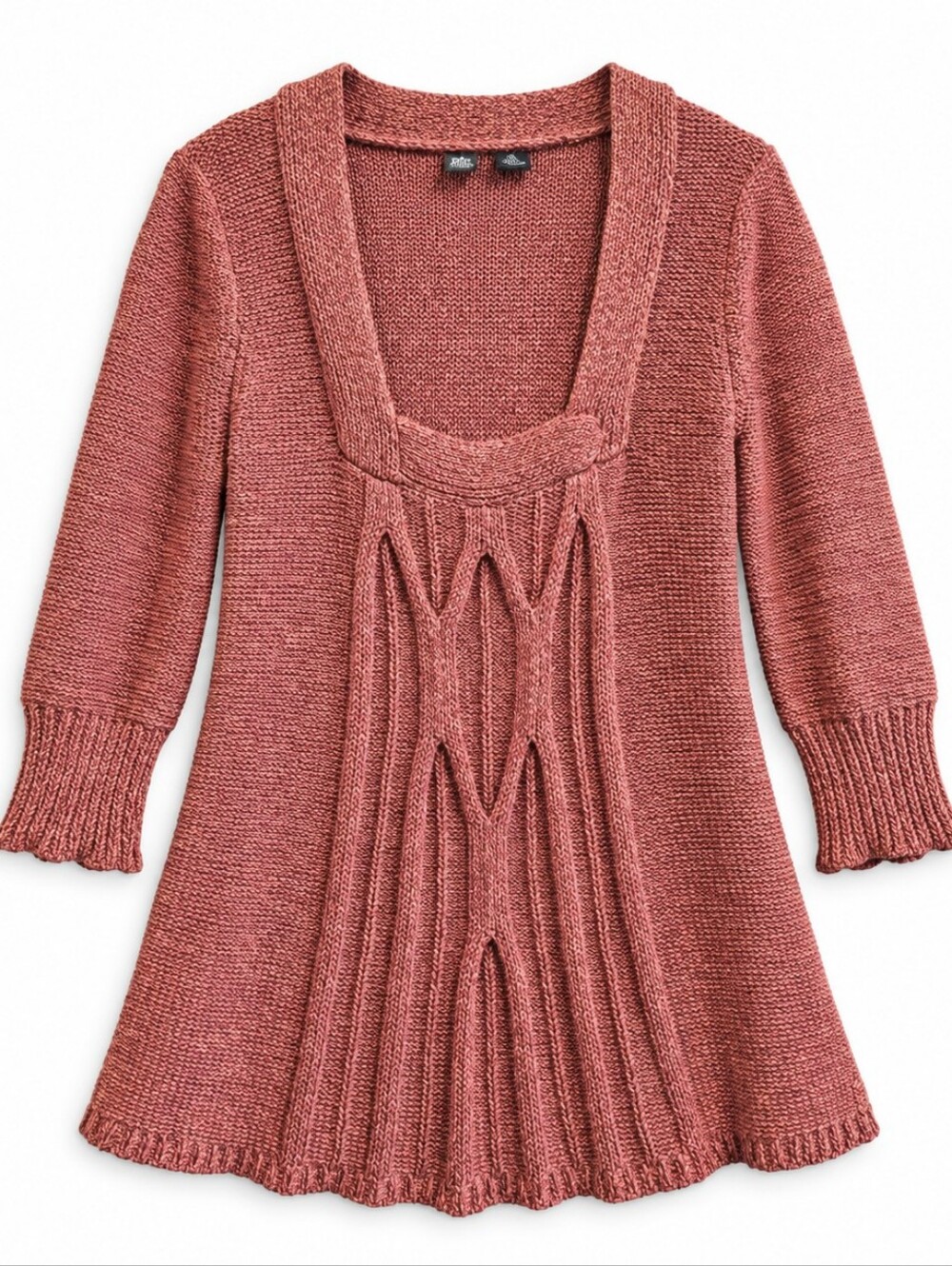 BKE Women’s Large Mauve Cable Knit Tunic Sweater Cotton Blend